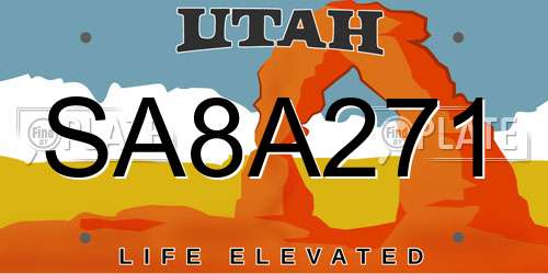SA8A271 Utah License Plate