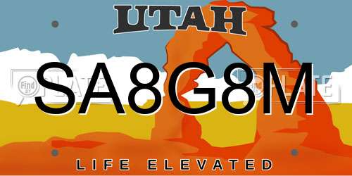 SA8G8M Utah License Plate