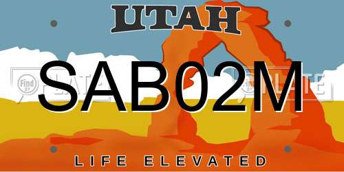 SAB02M Utah License Plate