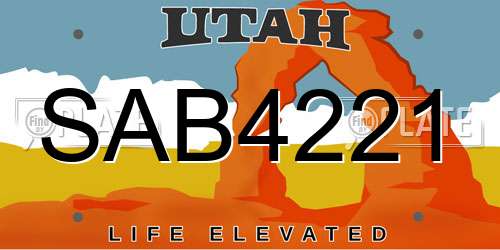 SAB4221 Utah License Plate