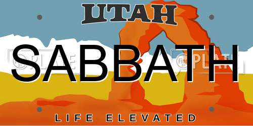 SABBATH Utah License Plate