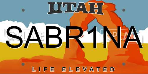 SABR1NA Utah License Plate