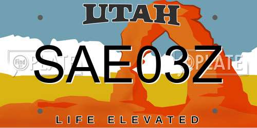 SAE03Z Utah License Plate