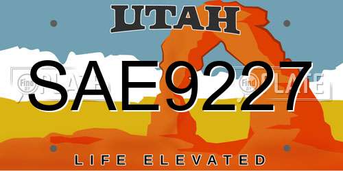 SAE9227 Utah License Plate