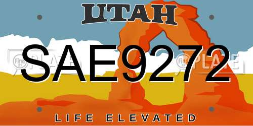 SAE9272 Utah License Plate