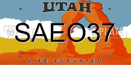 SAEO37 Utah License Plate