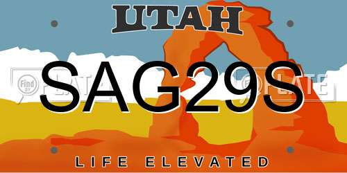 SAG29S Utah License Plate