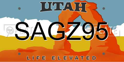SAGZ95 Utah License Plate