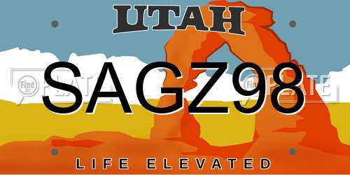 SAGZ98 Utah License Plate