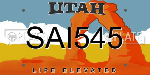 SAI545 Utah License Plate