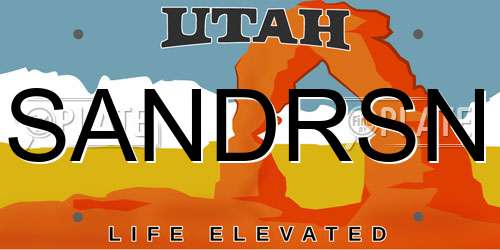SANDRSN Utah License Plate