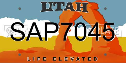 SAP7045 Utah License Plate