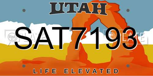 SAT7193 Utah License Plate