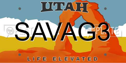 SAVAG3 Utah License Plate