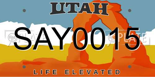 SAY0015 Utah License Plate