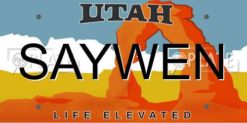 SAYWEN Utah License Plate