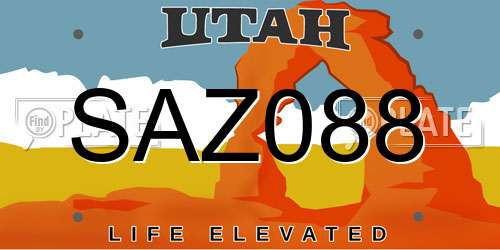 SAZ088 Utah License Plate