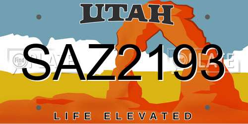 SAZ2193 Utah License Plate