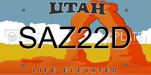 SAZ22D Utah License Plate