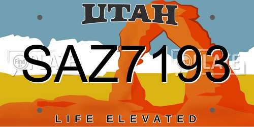 SAZ7193 Utah License Plate