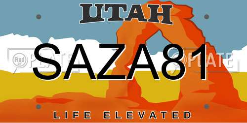 SAZA81 Utah License Plate