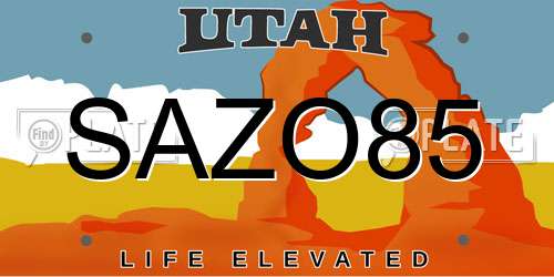 SAZO85 Utah License Plate