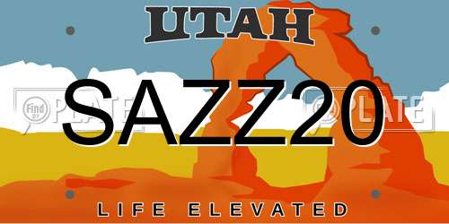 SAZZ20 Utah License Plate