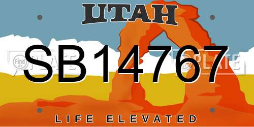 SB14767 Utah License Plate