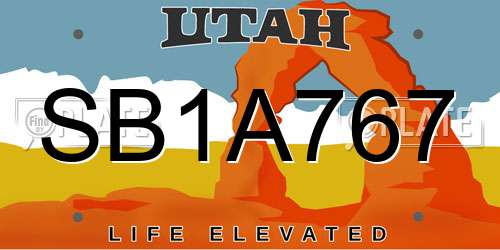 SB1A767 Utah License Plate