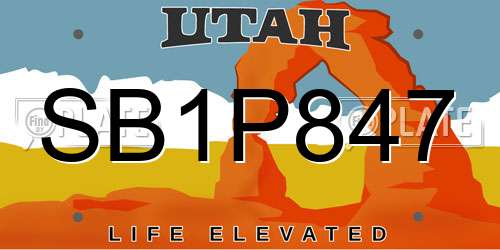 SB1P847 Utah License Plate