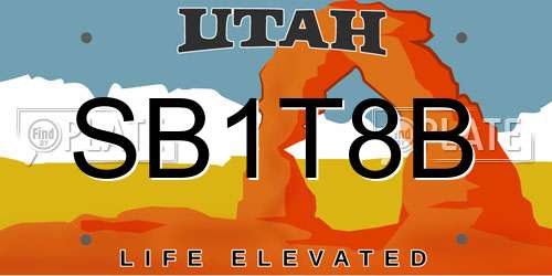 SB1T8B Utah License Plate