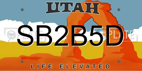 SB2B5D Utah License Plate