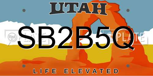 SB2B5Q Utah License Plate