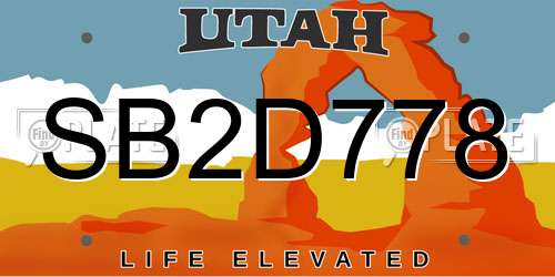 SB2D778 Utah License Plate