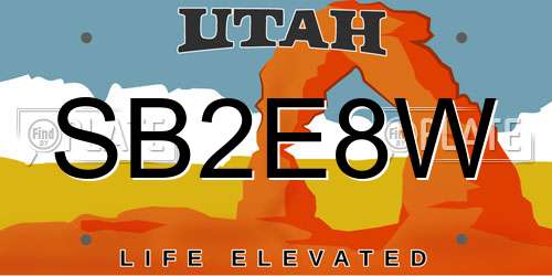 SB2E8W Utah License Plate