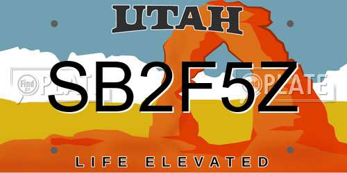 SB2F5Z Utah License Plate
