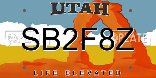 SB2F8Z Utah License Plate