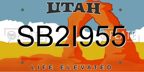 SB2I955 Utah License Plate