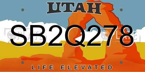 SB2Q278 Utah License Plate