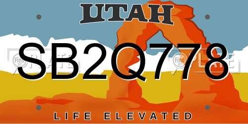 SB2Q778 Utah License Plate