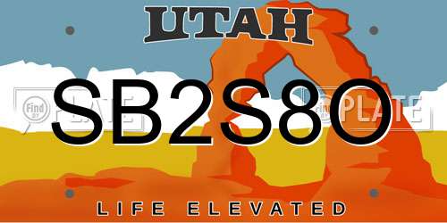 SB2S8O Utah License Plate