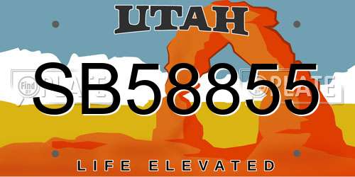 SB58855 Utah License Plate