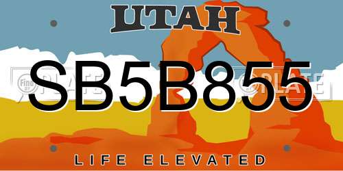 SB5B855 Utah License Plate
