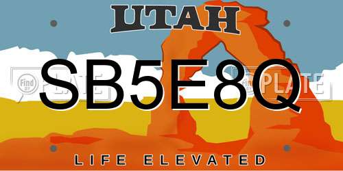 SB5E8Q Utah License Plate
