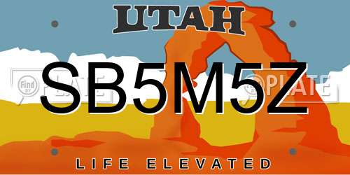 SB5M5Z Utah License Plate