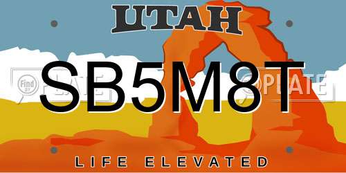 SB5M8T Utah License Plate