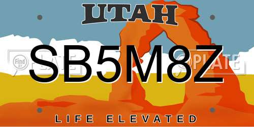 SB5M8Z Utah License Plate
