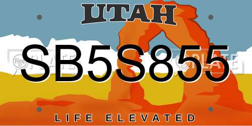 SB5S855 Utah License Plate