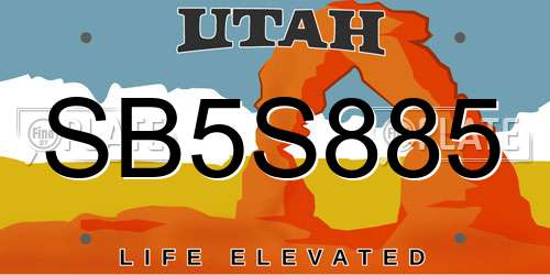 SB5S885 Utah License Plate