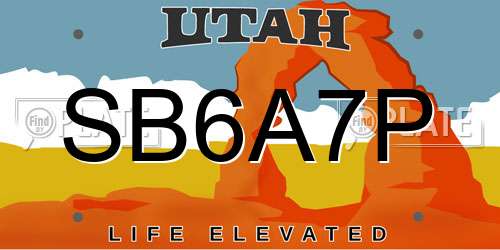 SB6A7P Utah License Plate